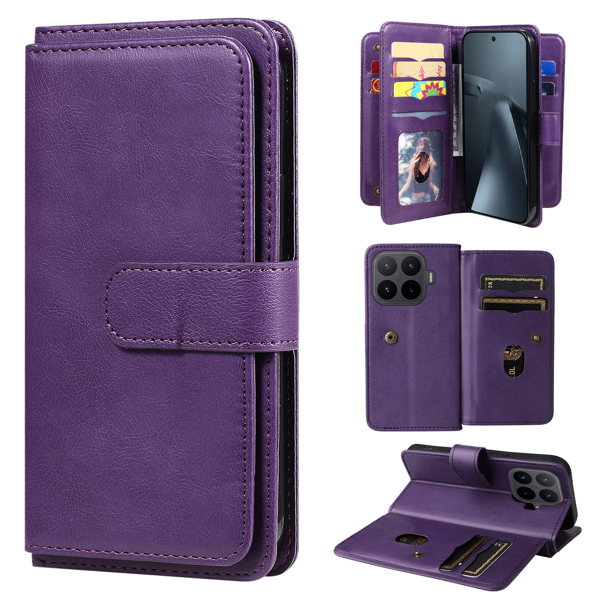 For Xiaomi 17T Pro Leather Case with 10 Card Holder Phone Cover Stand