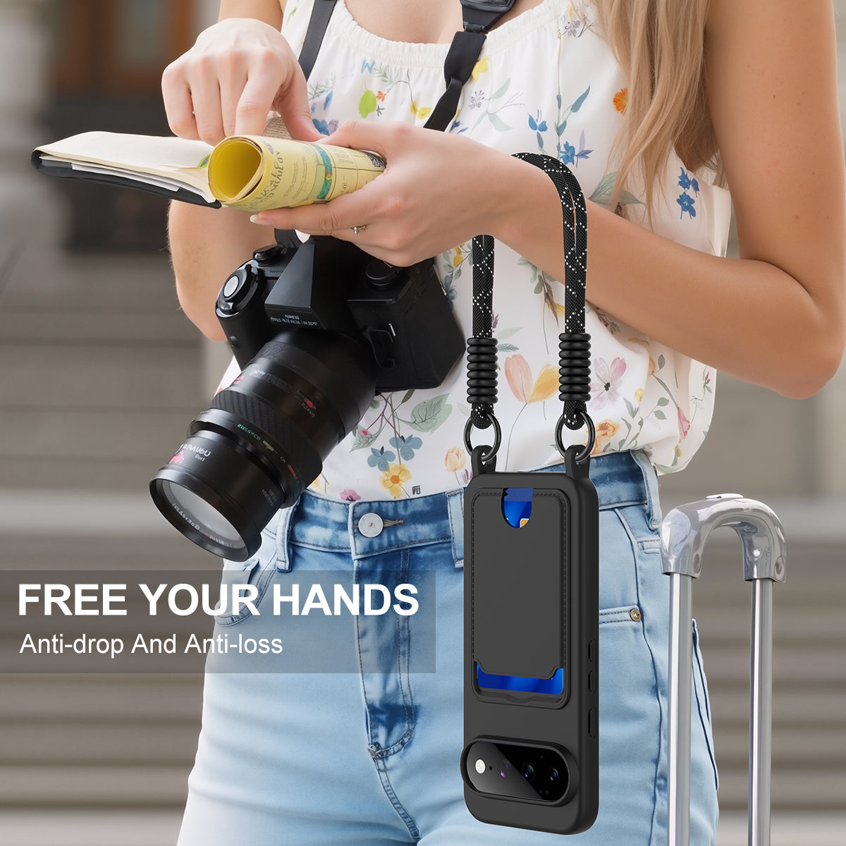 Til Google Pixel 11 Pro XL Liquid Silikone Cover Telefon Bagcover med Kortlomme og Kort Rem