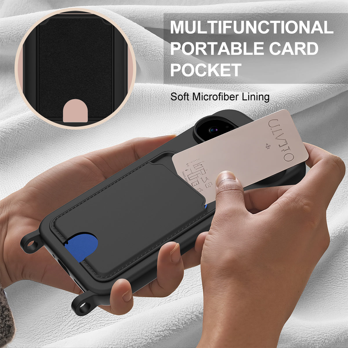 Til Google Pixel 11 Pro XL Liquid Silikone Cover Telefon Bagcover med Kortlomme og Kort Rem