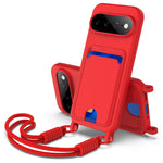 Til Google Pixel 11 Pro XL Liquid Silikone Cover Telefon Bagcover med Kortlomme og Kort Rem
