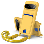 Til Google Pixel 11 Pro XL Liquid Silikone Cover Telefon Bagcover med Kortlomme og Kort Rem