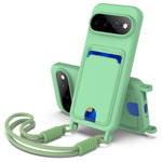 Til Google Pixel 11 Pro XL Liquid Silikone Cover Telefon Bagcover med Kortlomme og Kort Rem