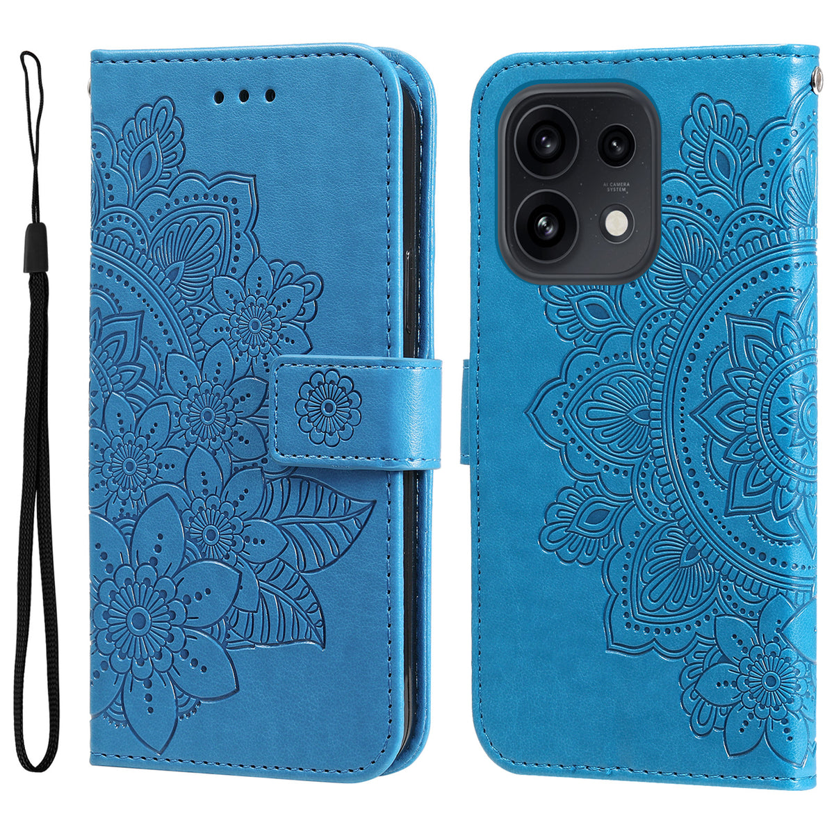 Blommönsterfodral för Oppo Reno16 Pro 5G (Global) / Reno16 5G (Global) / Reno16 5G (Kina) PU-läder plånboksfodral med stativ