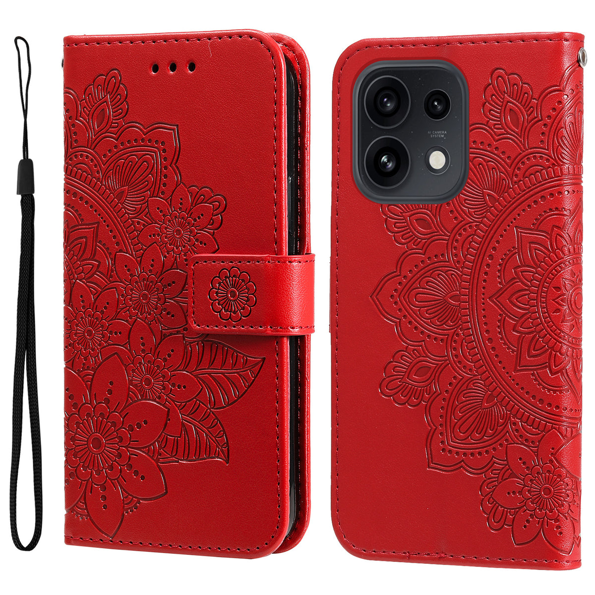 Blommönsterfodral för Oppo Reno16 Pro 5G (Global) / Reno16 5G (Global) / Reno16 5G (Kina) PU-läder plånboksfodral med stativ