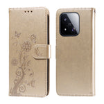 Läderfodral för Xiaomi 17 Max med fjärilsmönster och blommigt tryck. Plånboksfodral.