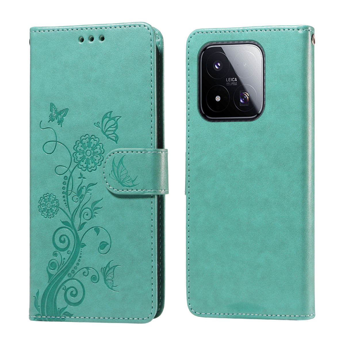 Läderfodral för Xiaomi 17 Max med fjärilsmönster och blommigt tryck. Plånboksfodral.