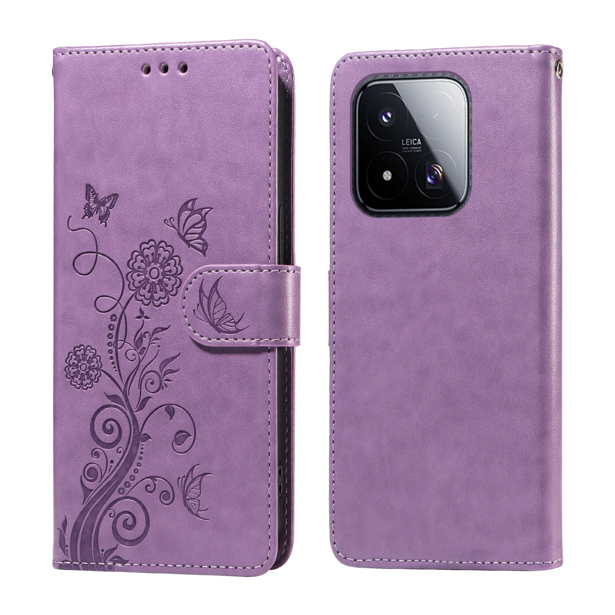 Läderfodral för Xiaomi 17 Max med fjärilsmönster och blommigt tryck. Plånboksfodral.