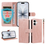 Til iPhone 18 / iPhone 17 Etui med Håndledsrem RFID Blokerende Pung Lædertelefoncover med Koskindstekstur
