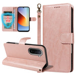 For Xiaomi Redmi A7 Pro 4G (171.56mm) Case with Wrist Strap RFID Blocking Wallet Cowhide Texture Leather Phone Cover