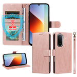 For Xiaomi Redmi A7 Pro 4G (171.56mm) Case with Wrist Strap RFID Blocking Wallet Cowhide Texture Leather Phone Cover
