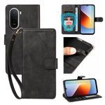 For Xiaomi Redmi A7 Pro 4G (171.56mm) Case with Wrist Strap RFID Blocking Wallet Cowhide Texture Leather Phone Cover