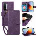 For Xiaomi Redmi A7 Pro 4G (171.56mm) Case with Wrist Strap RFID Blocking Wallet Cowhide Texture Leather Phone Cover