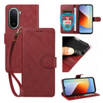 For Xiaomi Redmi A7 Pro 4G (171.56mm) Case with Wrist Strap RFID Blocking Wallet Cowhide Texture Leather Phone Cover