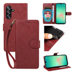 Samsung Galaxy A18 5G / A18 4G A17 5G / A17 4G / A26 5G / A16 5G / A16 4G skal med handledsrem RFID-blockerande plånbok läderfodral med kohudstruktur