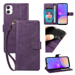 For Samsung Galaxy A08 5G / A08 4G / A07 5G / A06 5G / A06 4G Case with Wrist Strap RFID Blocking Wallet Cowhide Texture Leather Phone Cover