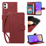 For Samsung Galaxy A08 5G / A08 4G / A07 5G / A06 5G / A06 4G Case with Wrist Strap RFID Blocking Wallet Cowhide Texture Leather Phone Cover