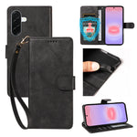 For Samsung Galaxy A37 5G Case with Wrist Strap RFID Blocking Wallet Cowhide Texture Leather Phone Cover
