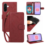 For Samsung Galaxy A37 5G Case with Wrist Strap RFID Blocking Wallet Cowhide Texture Leather Phone Cover