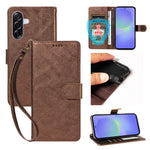 Til Samsung Galaxy A36 5G Etui med Håndledsrem RFID Blokerende Pung Okselæder Tekstur Læder Telefoncover