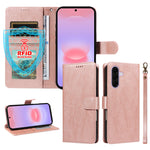 For Samsung Galaxy A27 5G Case with Wrist Strap RFID Blocking Wallet Cowhide Texture Leather Phone Cover