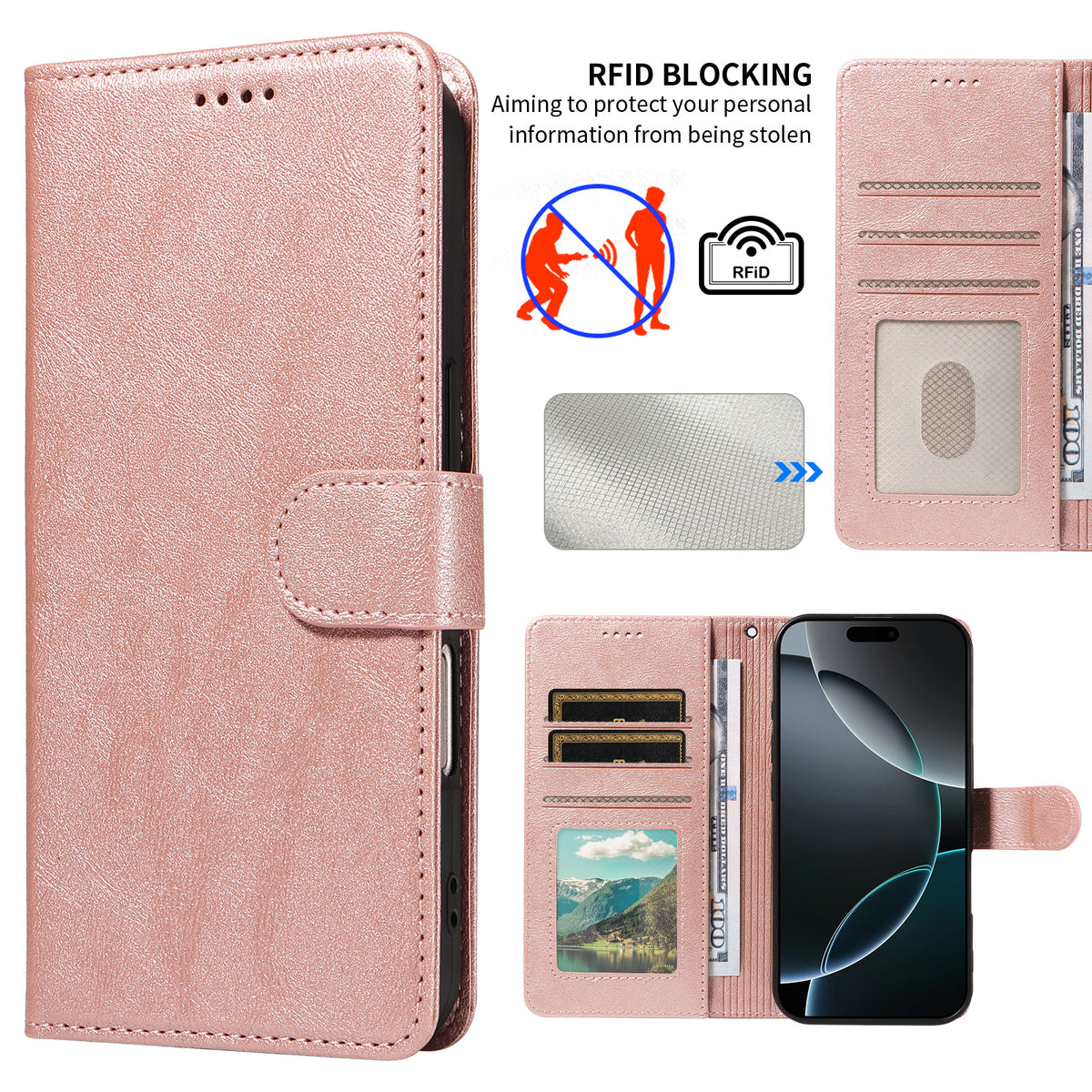 For Samsung Galaxy A27 5G Case with Wrist Strap RFID Blocking Wallet Cowhide Texture Leather Phone Cover