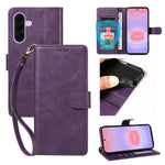 For Samsung Galaxy A27 5G Case with Wrist Strap RFID Blocking Wallet Cowhide Texture Leather Phone Cover
