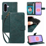 For Samsung Galaxy A27 5G Case with Wrist Strap RFID Blocking Wallet Cowhide Texture Leather Phone Cover