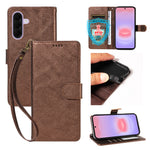 For Samsung Galaxy A27 5G Case with Wrist Strap RFID Blocking Wallet Cowhide Texture Leather Phone Cover