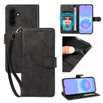 Til Samsung Galaxy A57 5G etui med håndledsrem RFID-blokerende pung lædertelefoncover med koskindstekstur