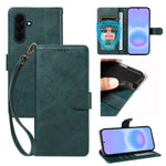 Til Samsung Galaxy A57 5G etui med håndledsrem RFID-blokerende pung lædertelefoncover med koskindstekstur