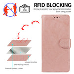 For Samsung Galaxy S24 / Galaxy S25 Case with Wrist Strap RFID Blocking Wallet Cowhide Texture Leather Phone Cover