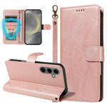 For Samsung Galaxy S24 / Galaxy S25 Case with Wrist Strap RFID Blocking Wallet Cowhide Texture Leather Phone Cover