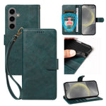 For Samsung Galaxy S24 / Galaxy S25 Case with Wrist Strap RFID Blocking Wallet Cowhide Texture Leather Phone Cover