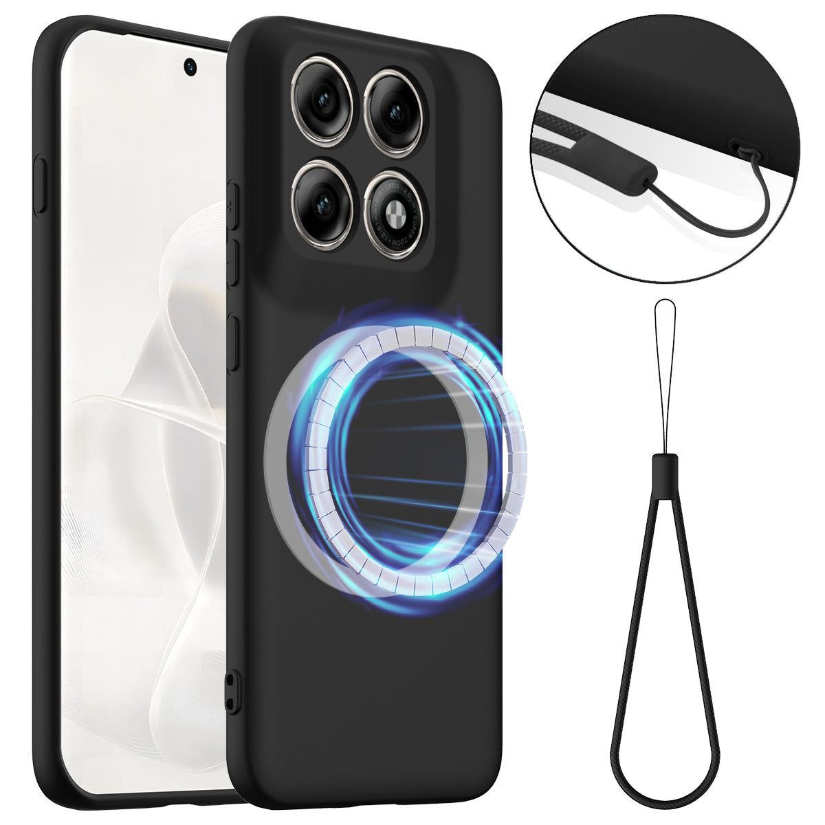 For Motorola Edge 70 Pro+ 5G / 70 Pro 5G Magnetic Case Anti-Drop Liquid Silicone Phone Cover with Lanyard