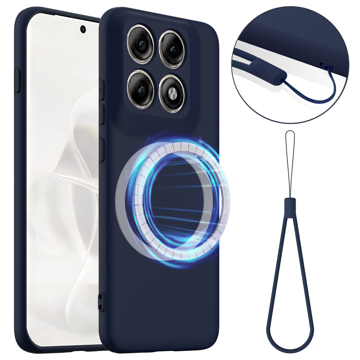 For Motorola Edge 70 Pro+ 5G / 70 Pro 5G Magnetic Case Anti-Drop Liquid Silicone Phone Cover with Lanyard