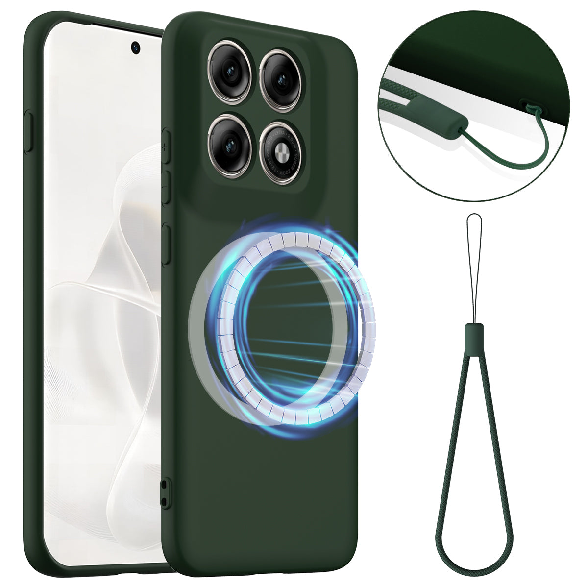 For Motorola Edge 70 Pro+ 5G / 70 Pro 5G Magnetic Case Anti-Drop Liquid Silicone Phone Cover with Lanyard