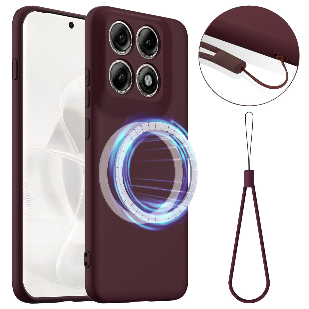 For Motorola Edge 70 Pro+ 5G / 70 Pro 5G Magnetic Case Anti-Drop Liquid Silicone Phone Cover with Lanyard
