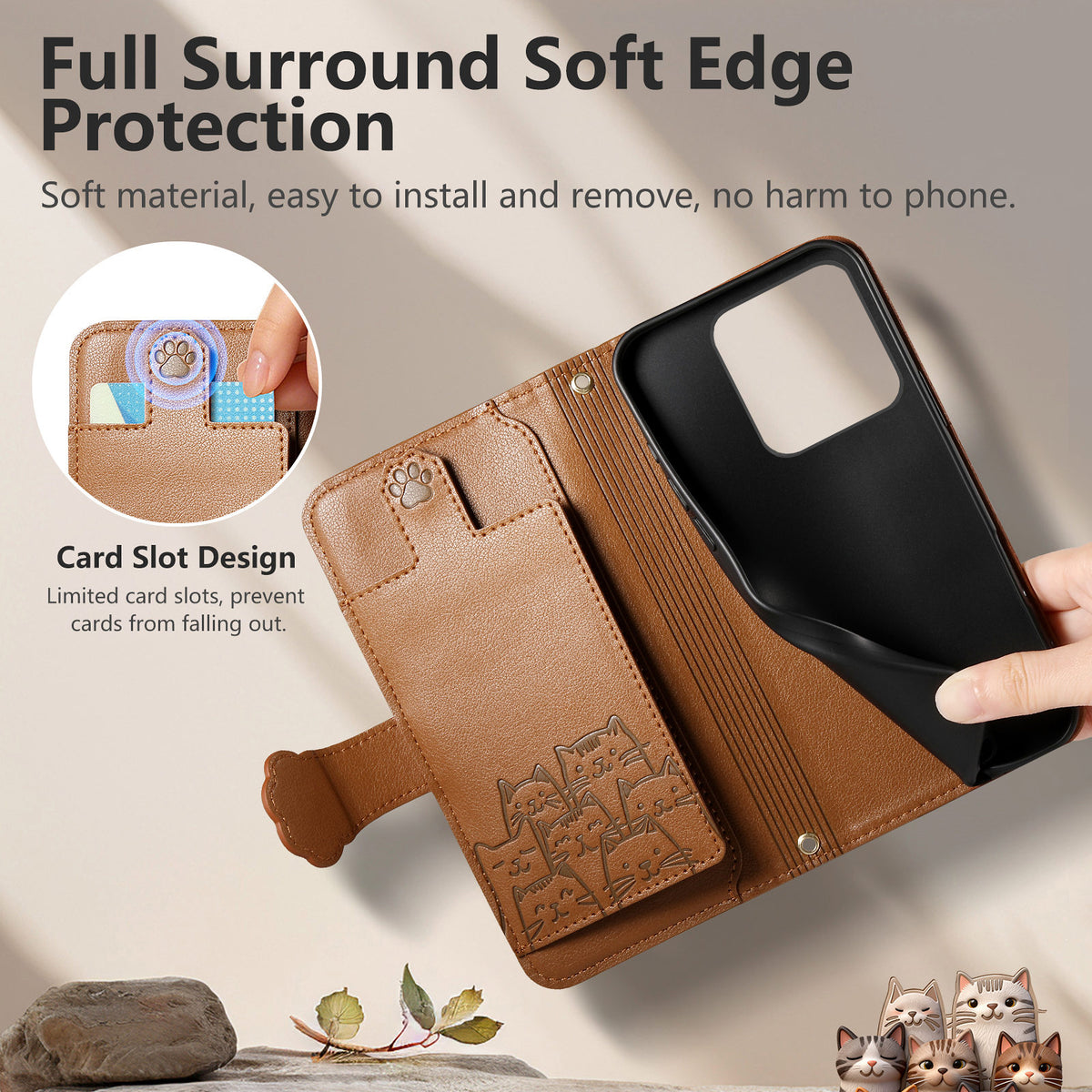 For Motorola Edge 70 Pro 5G Case Cute Cat Pattern PU Leather Wallet Phone Cover with Wrist Strap