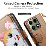For Motorola Edge 70 Pro 5G Case Cute Cat Pattern PU Leather Wallet Phone Cover with Wrist Strap
