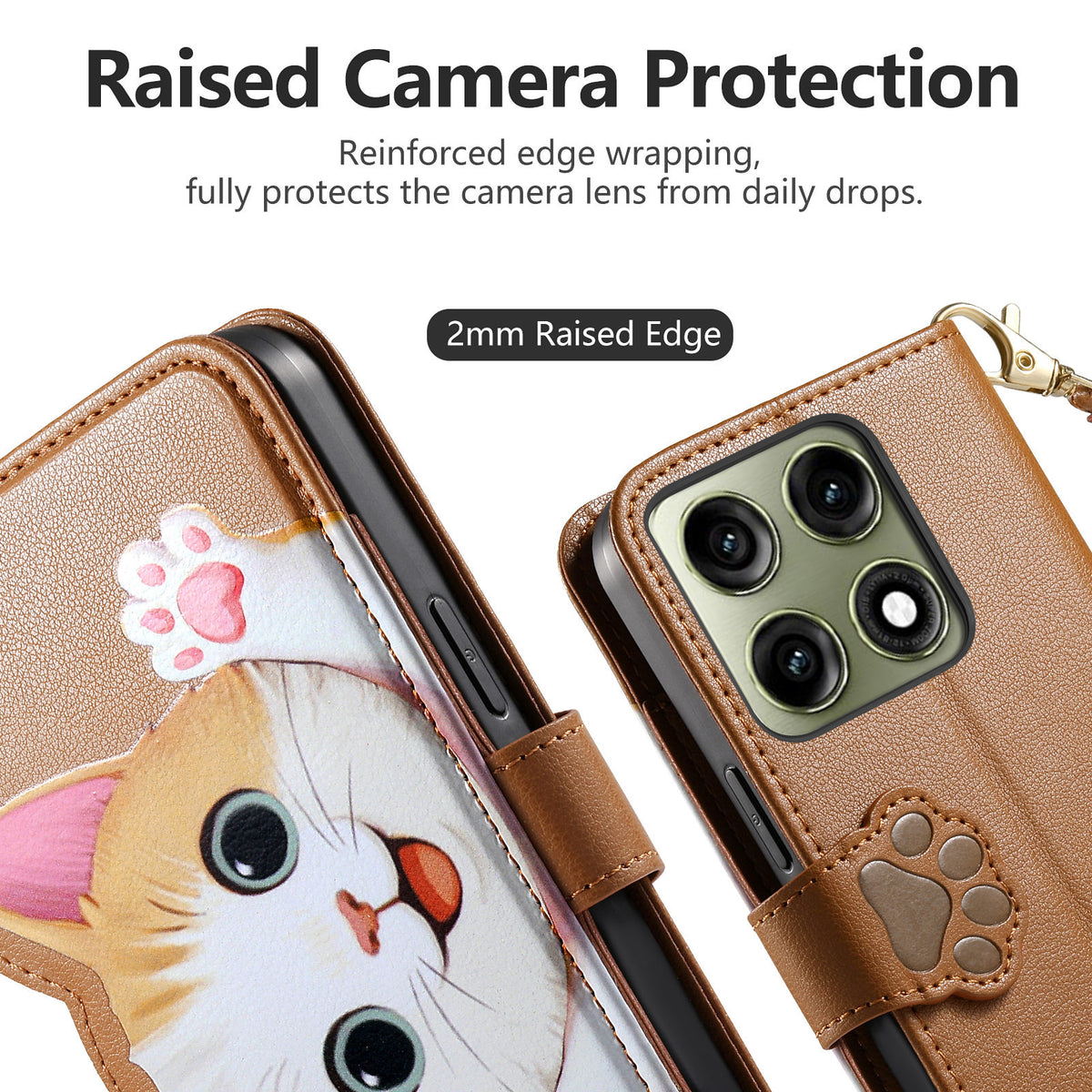 For Motorola Edge 70 Pro 5G Case Cute Cat Pattern PU Leather Wallet Phone Cover with Wrist Strap