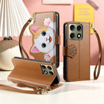 For Motorola Edge 70 Pro 5G Case Cute Cat Pattern PU Leather Wallet Phone Cover with Wrist Strap