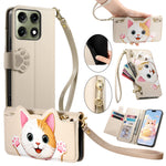 For Motorola Edge 70 Pro 5G Case Cute Cat Pattern PU Leather Wallet Phone Cover with Wrist Strap