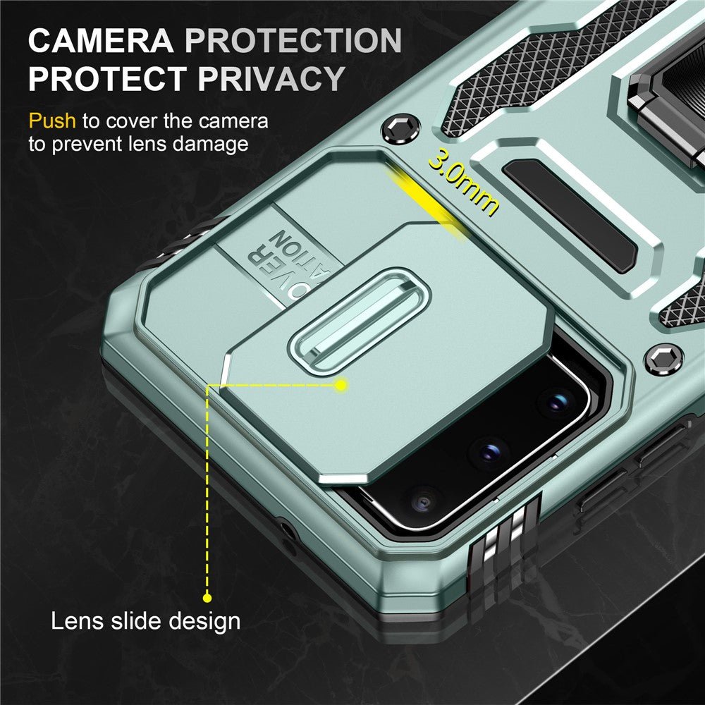 Armor Series for  Samsung Galaxy S20 4G / 5G Kickstand PC + TPU Hybrid Cover Anti-collision Protective Phone Case with Slide Camera Protector