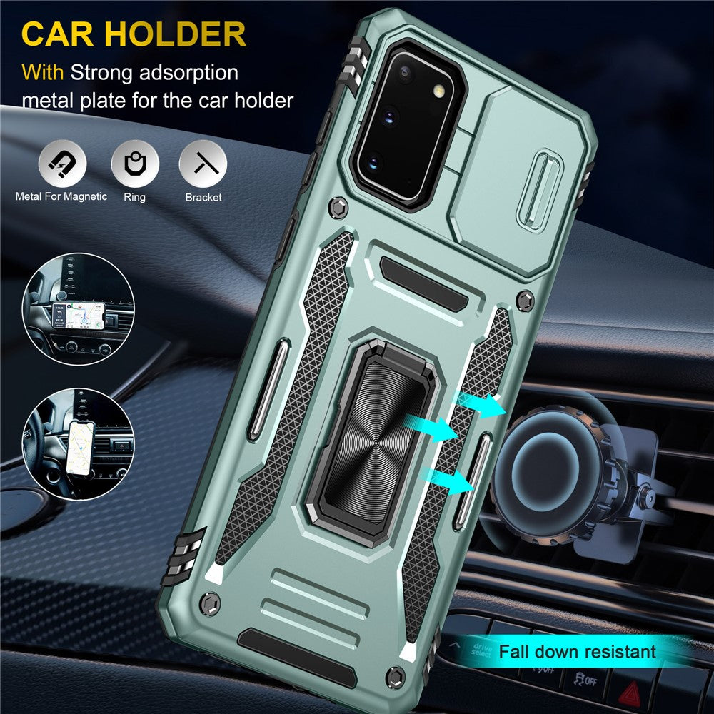 Armor Series for  Samsung Galaxy S20 4G / 5G Kickstand PC + TPU Hybrid Cover Anti-collision Protective Phone Case with Slide Camera Protector