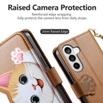 Til Samsung Galaxy A57 5G Etui Sød Kat Mønster PU Læder Pung Telefoncover med Håndledsrem