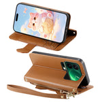 For Xiaomi 17 Pro Case Cute Cat Pattern PU Leather Wallet Phone Cover with Wrist Strap