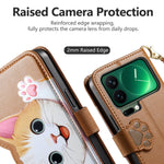For Xiaomi 17 Pro Case Cute Cat Pattern PU Leather Wallet Phone Cover with Wrist Strap