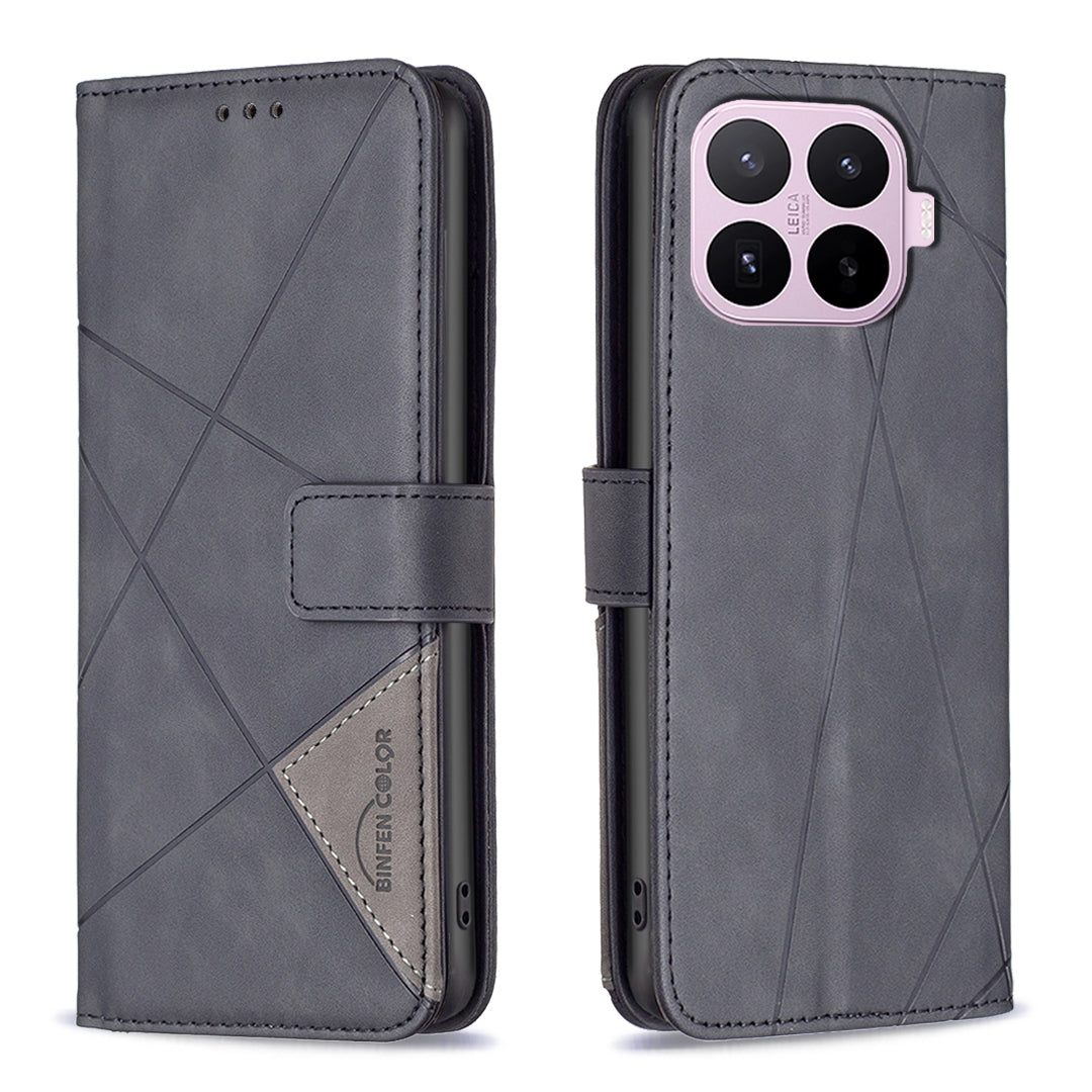 BINFEN COLOR for Xiaomi 17T Phone Case Wallet Stand Geometry Imprinted Leather Cover