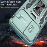 Armor Series for Samsung Galaxy S23+ Kickstand Impact Resistant PC + TPU Hybrid Cover Protective Phone Case with Slide Camera Protector