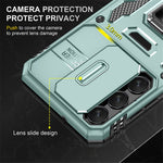 Armor Series for Samsung Galaxy S23+ Kickstand Impact Resistant PC + TPU Hybrid Cover Protective Phone Case with Slide Camera Protector